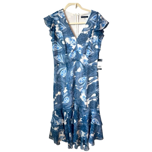 Tommy Hilfiger Paisley Blue and White Midi Dress - Picture 1 of 4